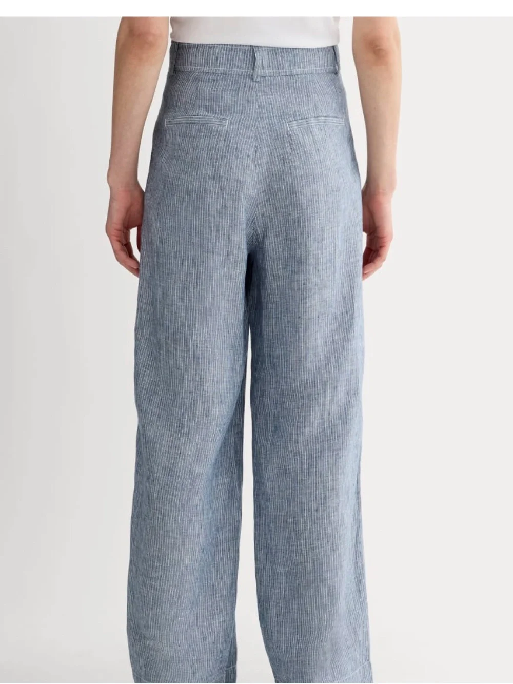 Everlane The Linen Way-High® Drape Blue Pant size 10